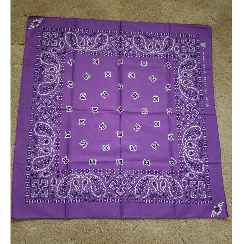 Vintage Thailand Bandana T.C.H Trading LTD 100% Cotton Purple Blue (Lot of 4)